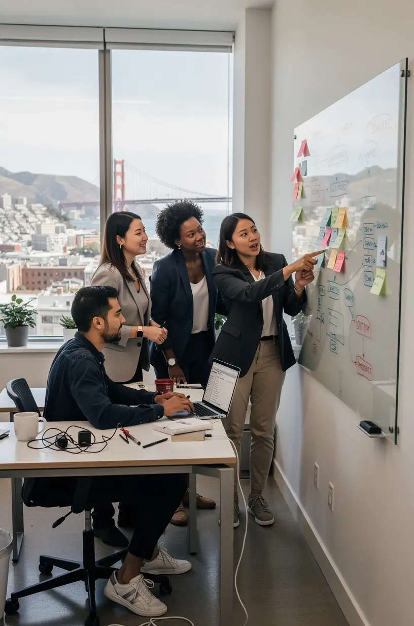 Modern office environment with collaborative spaces